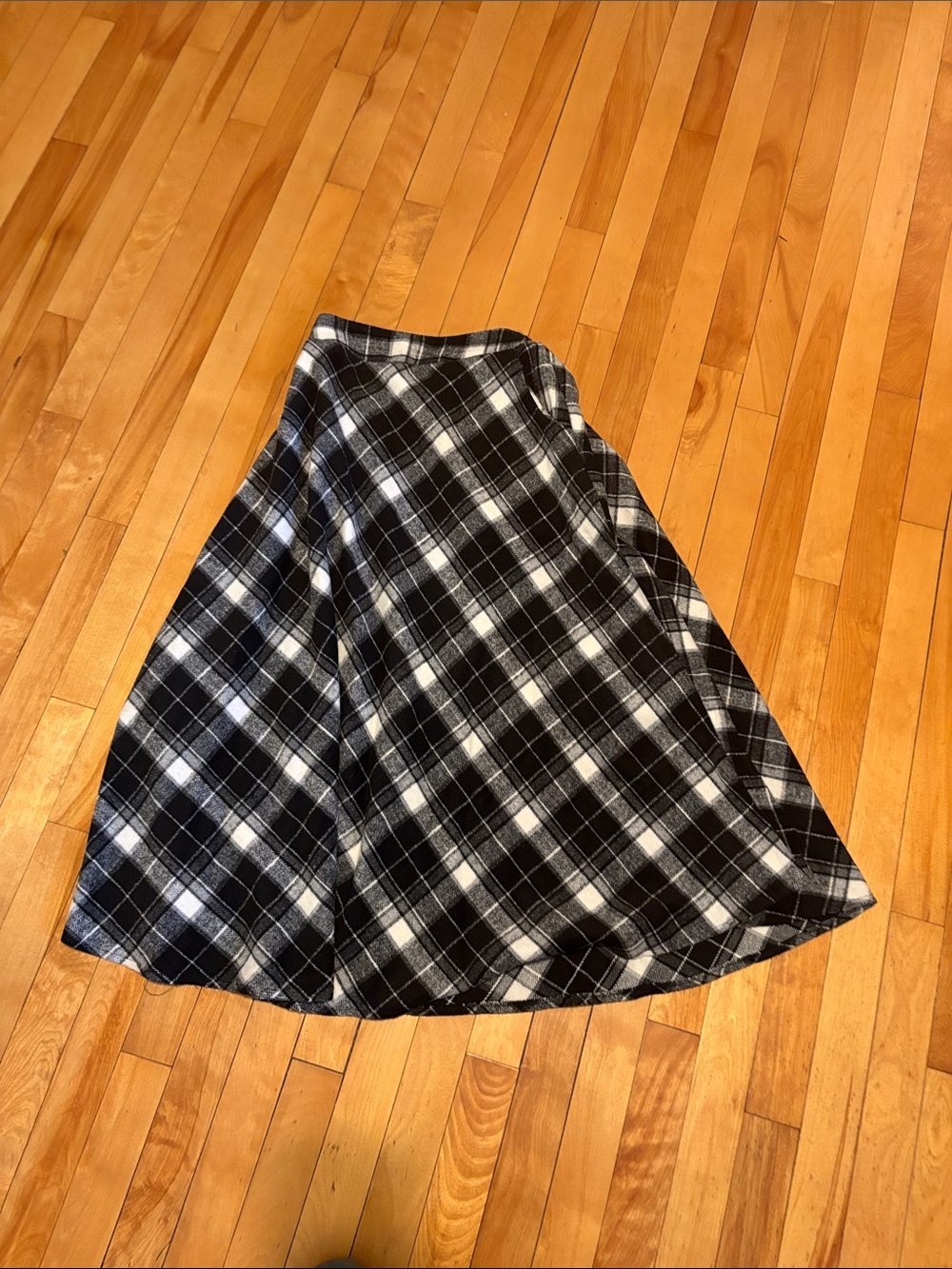 Plaid Circle Skirt in Black and White